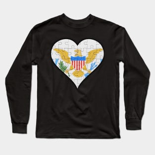 Virgin Islander Jigsaw Puzzle Heart Design - Gift for Virgin Islander With Virgin Islands Roots Long Sleeve T-Shirt